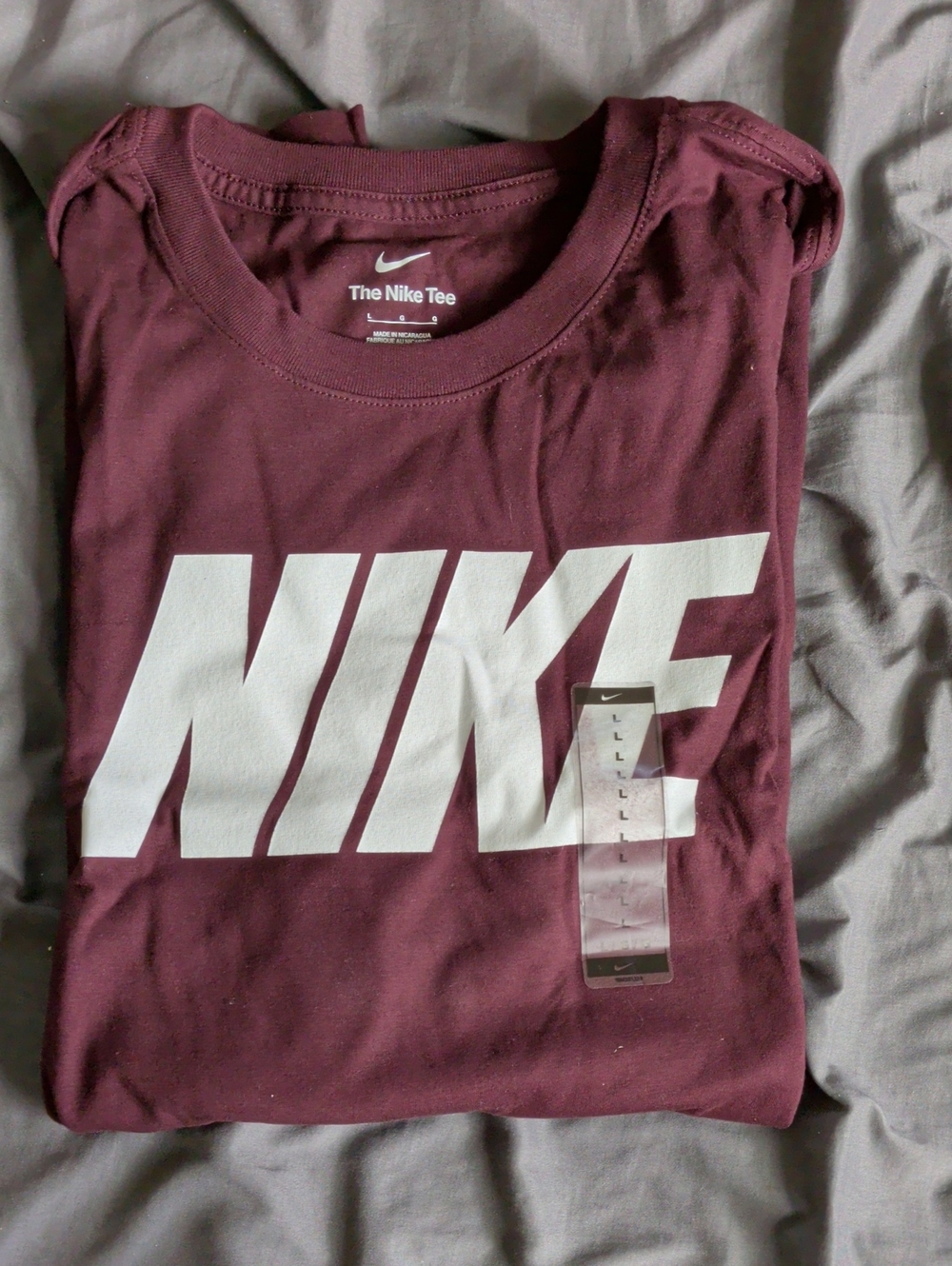 Nike Maroon Logo Tee - Bold White NIKE Print